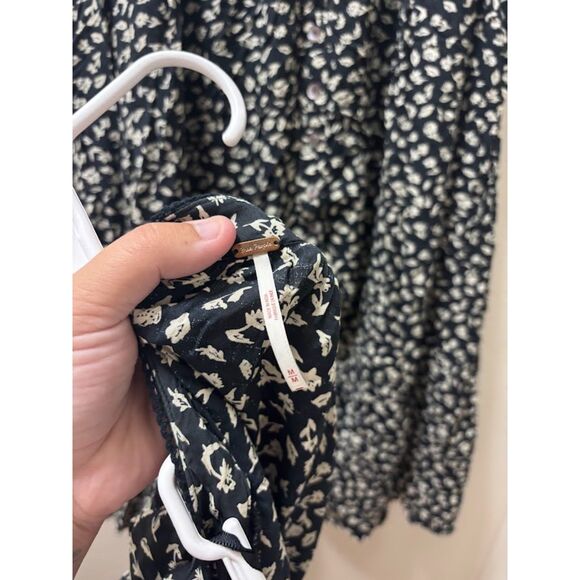 Free People Women's Medium Easy to Love Black Floral Midi Crop Top Set Outfit - Picture 8 of 8